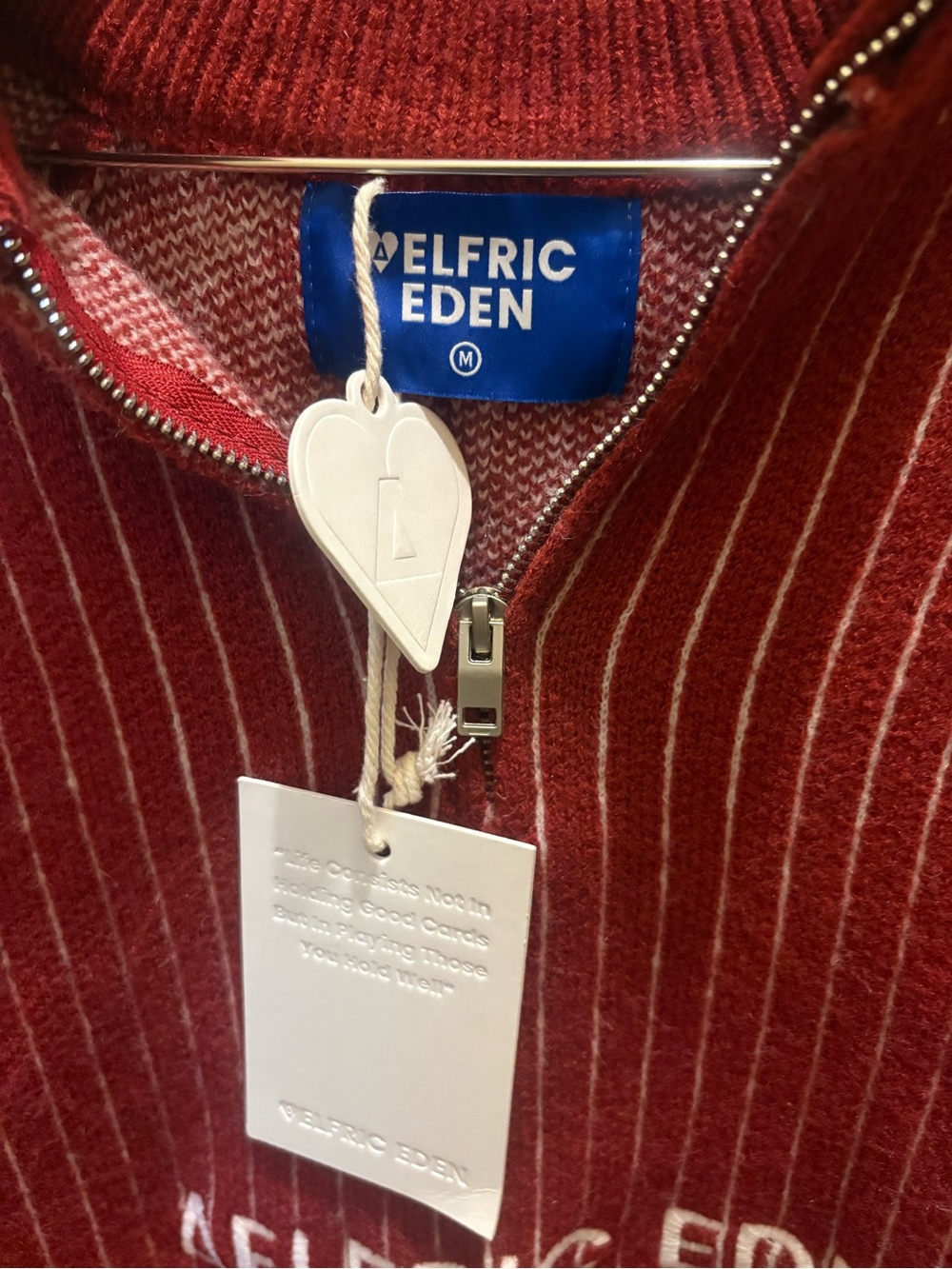 Aelfric Eden Red and White Striped Zip-Up Cardigan Sweater Medium